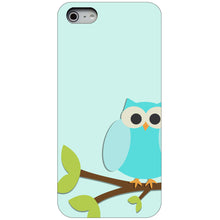 DistinctInk® Hard Plastic Snap-On Case for Apple iPhone or Samsung Galaxy - Blue Owl Cartoon