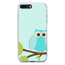 DistinctInk® Clear Shockproof Hybrid Case for Apple iPhone / Samsung Galaxy / Google Pixel - Blue Owl Cartoon