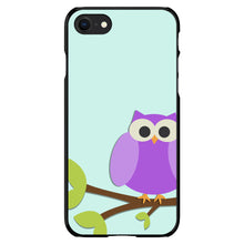 DistinctInk® Hard Plastic Snap-On Case for Apple iPhone or Samsung Galaxy - Purple Owl Cartoon