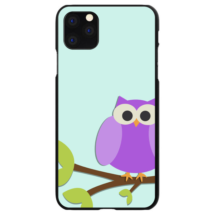 DistinctInk® Hard Plastic Snap-On Case for Apple iPhone or Samsung Galaxy - Purple Owl Cartoon