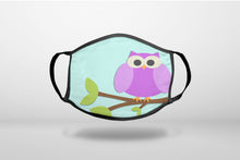 Purple Owl Cartoon - 3-Ply Reusable Soft Face Mask Covering, Unisex, Cotton Inner Layer