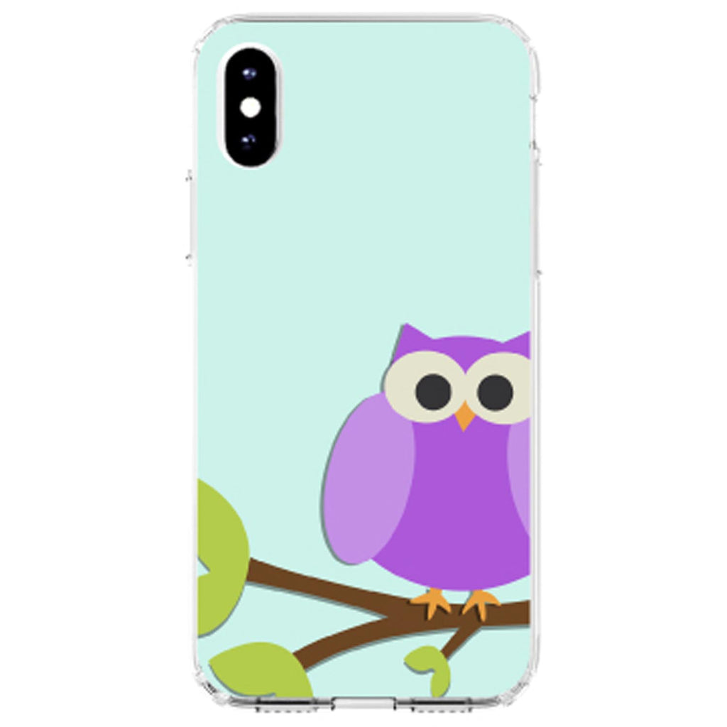 Purple Owl Cartoon Clear Shockproof iPhone Case, view 2