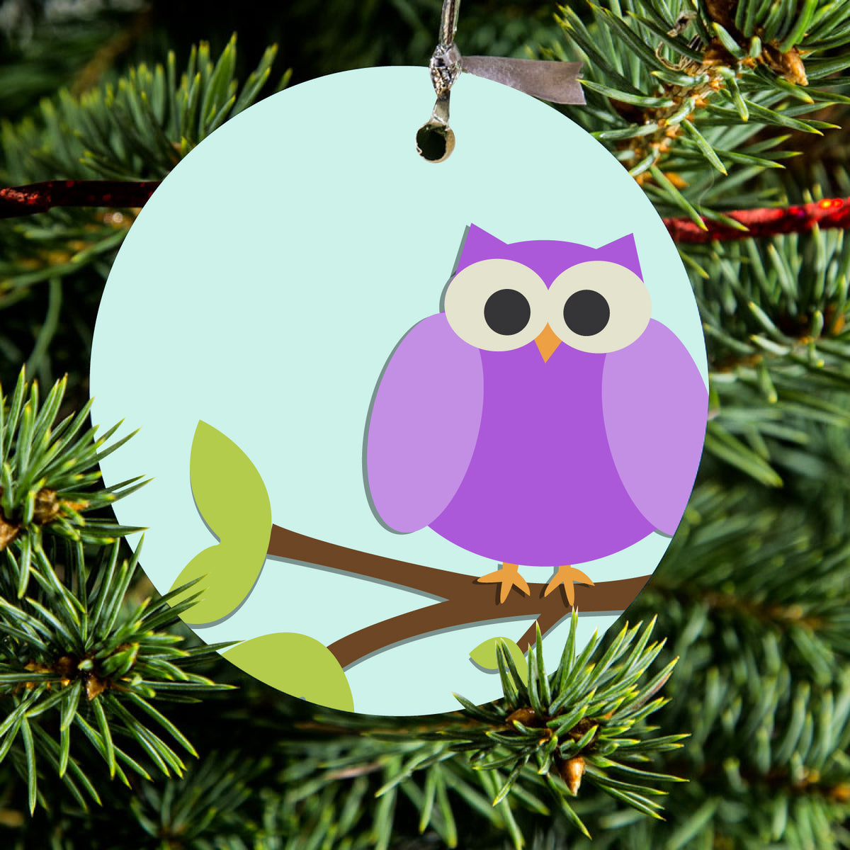 Purple Owl Cartoon Ceramic Ornament, view 2