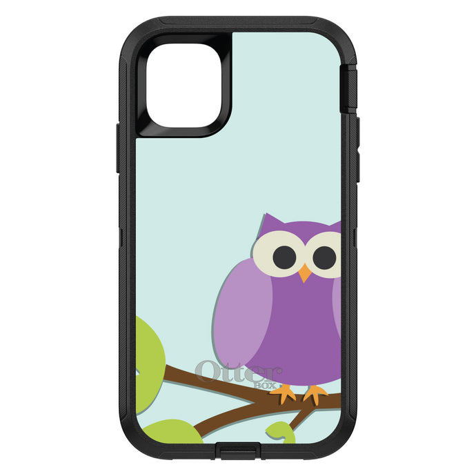 DistinctInk™ OtterBox Defender Series Case for Apple iPhone / Samsung Galaxy / Google Pixel - Purple Owl Cartoon