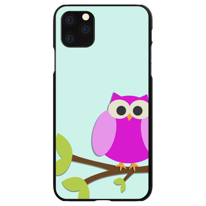DistinctInk® Hard Plastic Snap-On Case for Apple iPhone or Samsung Galaxy - Pink Owl Cartoon