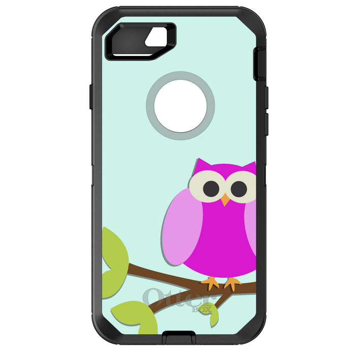 DistinctInk™ OtterBox Defender Series Case for Apple iPhone / Samsung Galaxy / Google Pixel - Pink Owl Cartoon