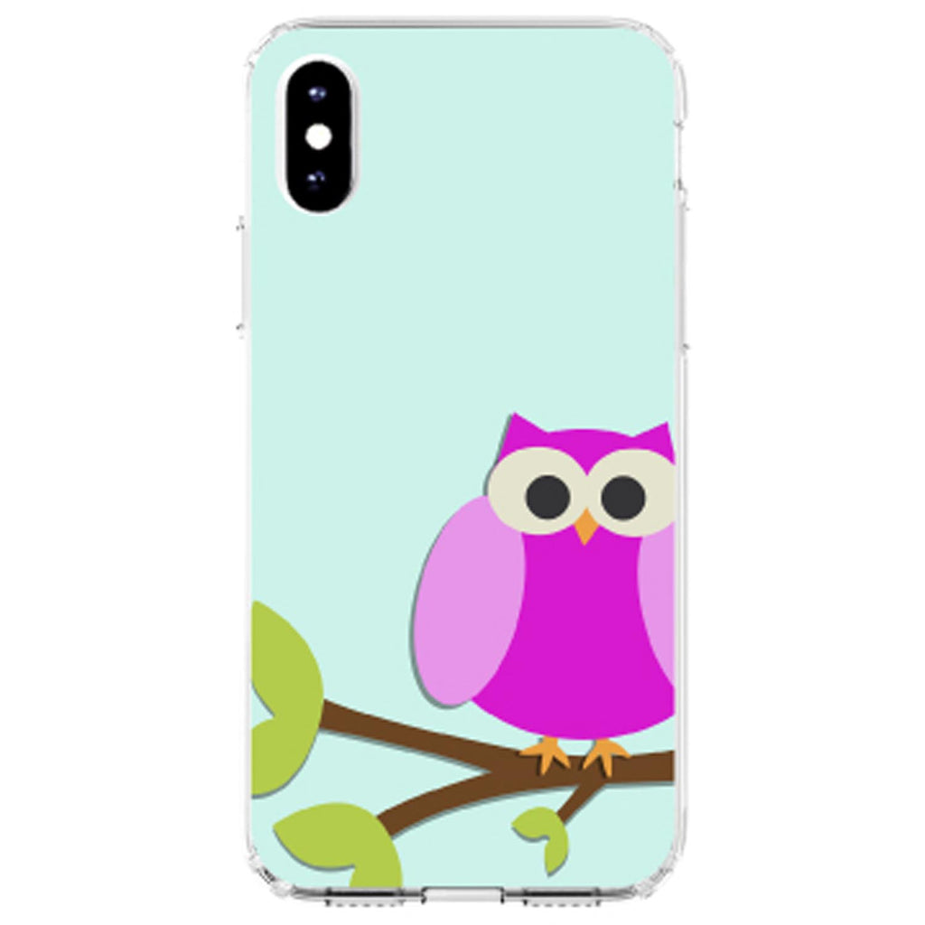 Pink Owl Cartoon Clear Shockproof iPhone Case, view 3