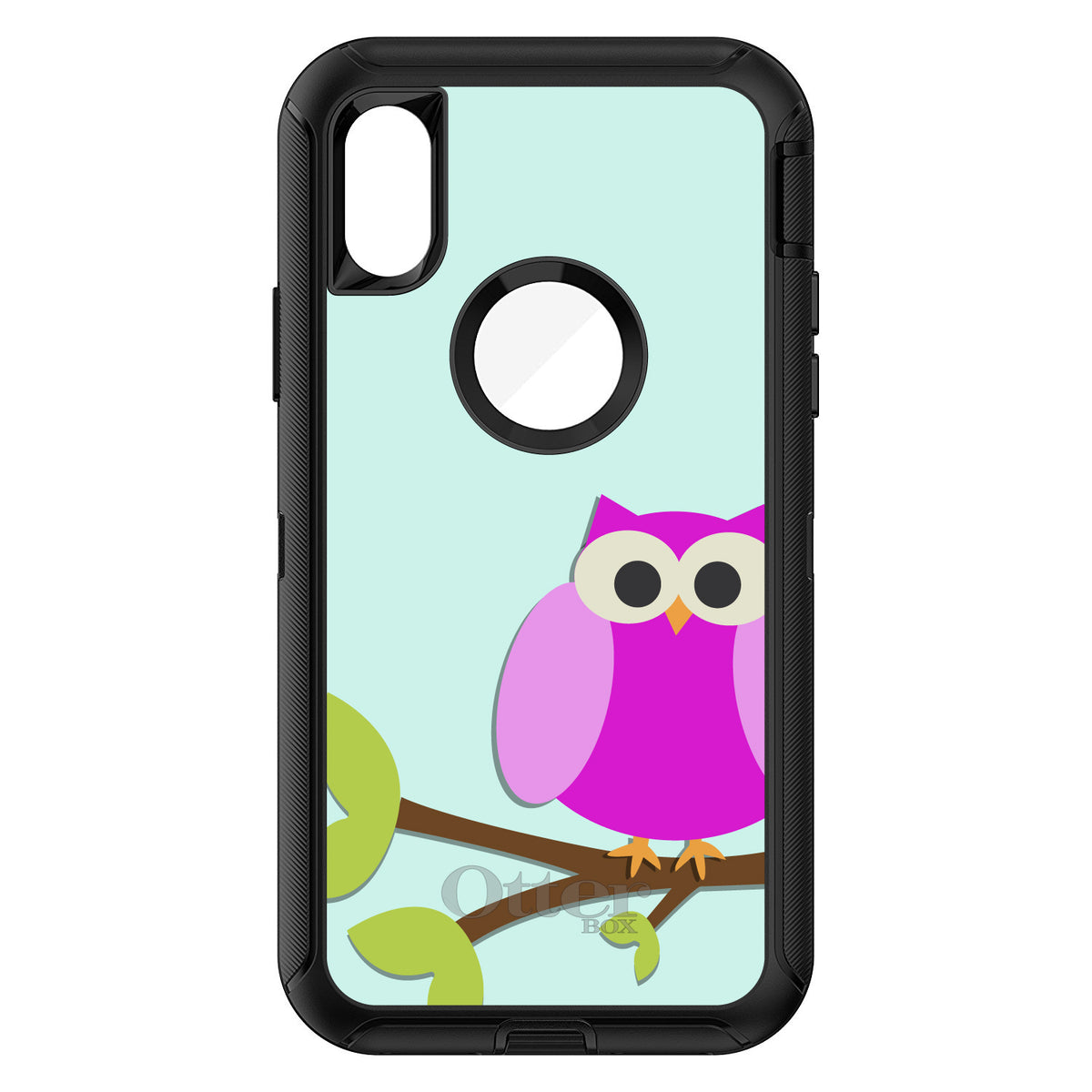 Pink Owl Cartoon OtterBox Defender Case for iPhone & Galaxy, view 3