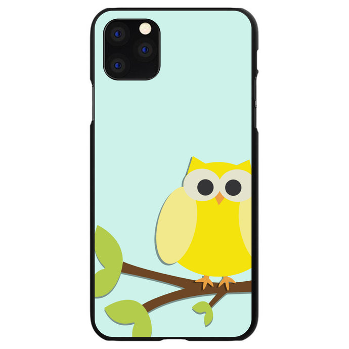 DistinctInk® Hard Plastic Snap-On Case for Apple iPhone or Samsung Galaxy - Yellow Owl Cartoon