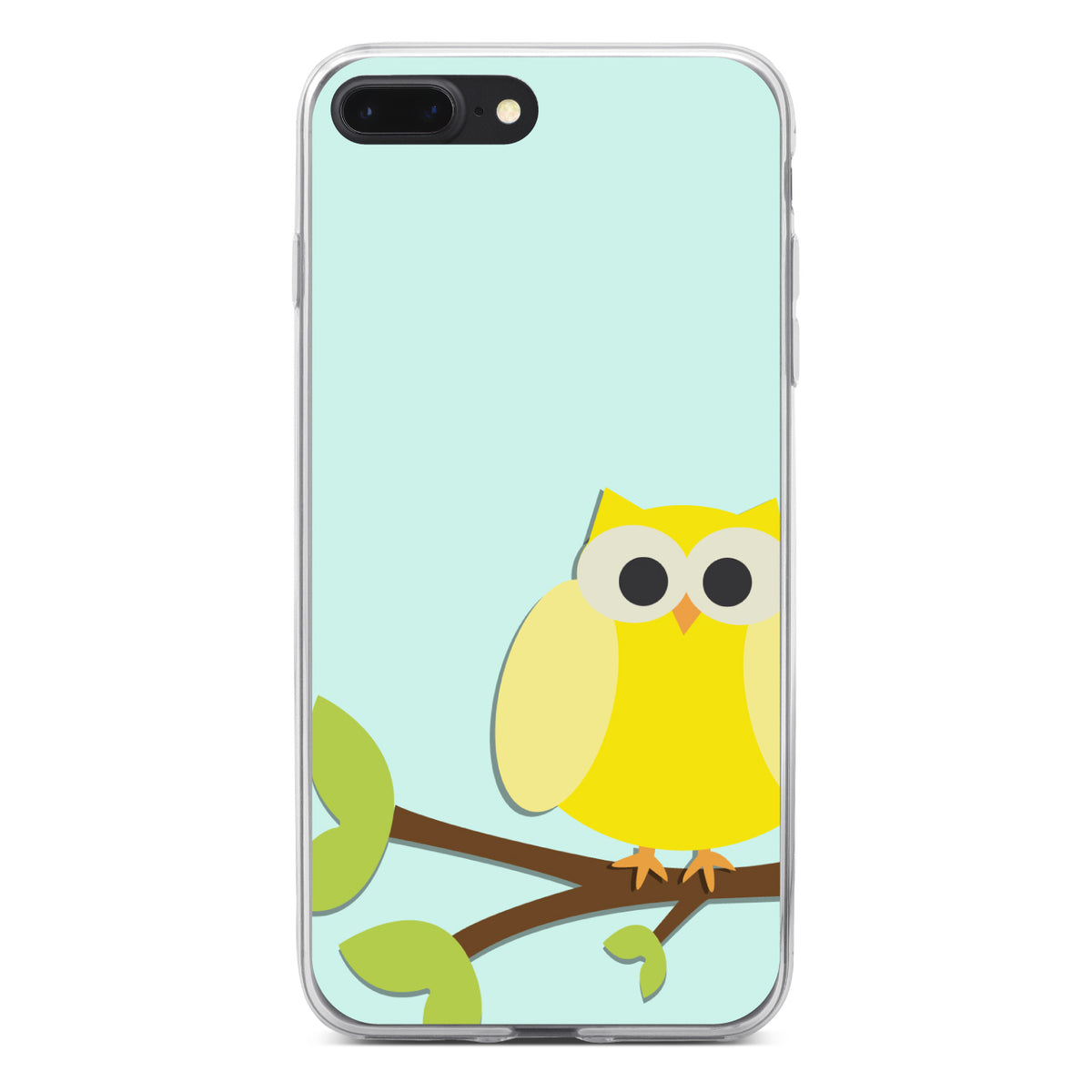 Yellow Owl Cartoon Clear Shockproof iPhone Case, view 6