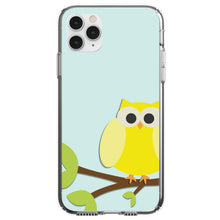 DistinctInk® Clear Shockproof Hybrid Case for Apple iPhone / Samsung Galaxy / Google Pixel - Yellow Owl Cartoon