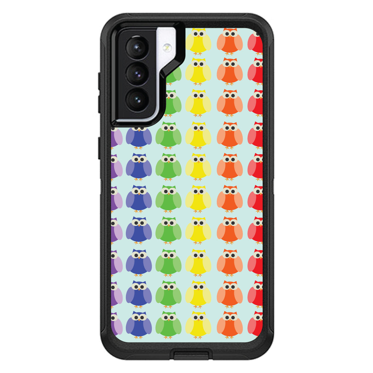 Rainbow Owls Cartoon OtterBox Defender Case for iPhone & Galaxy, view 5