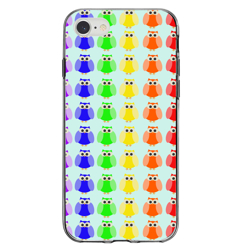 Rainbow Owls Cartoon Clear Shockproof iPhone Case, view 5