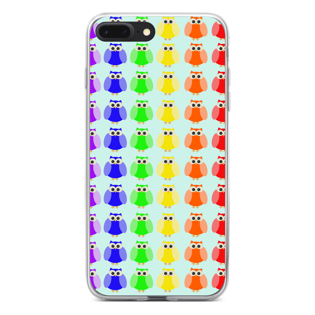 Rainbow Owls Cartoon Clear Shockproof iPhone Case, view 6