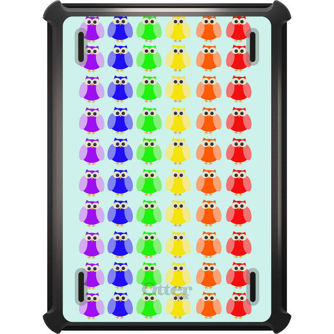 DistinctInk™ OtterBox Defender Series Case for Apple iPad / iPad Pro / iPad Air / iPad Mini - Rainbow Owls Cartoon
