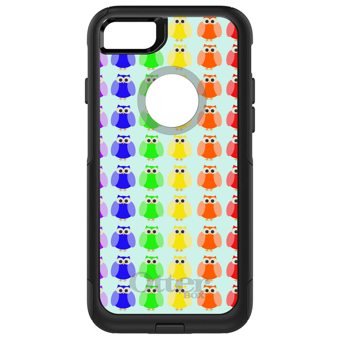 DistinctInk OtterBox Commuter Series Case for Apple iPhone or Samsung Galaxy - Rainbow Owls Cartoon