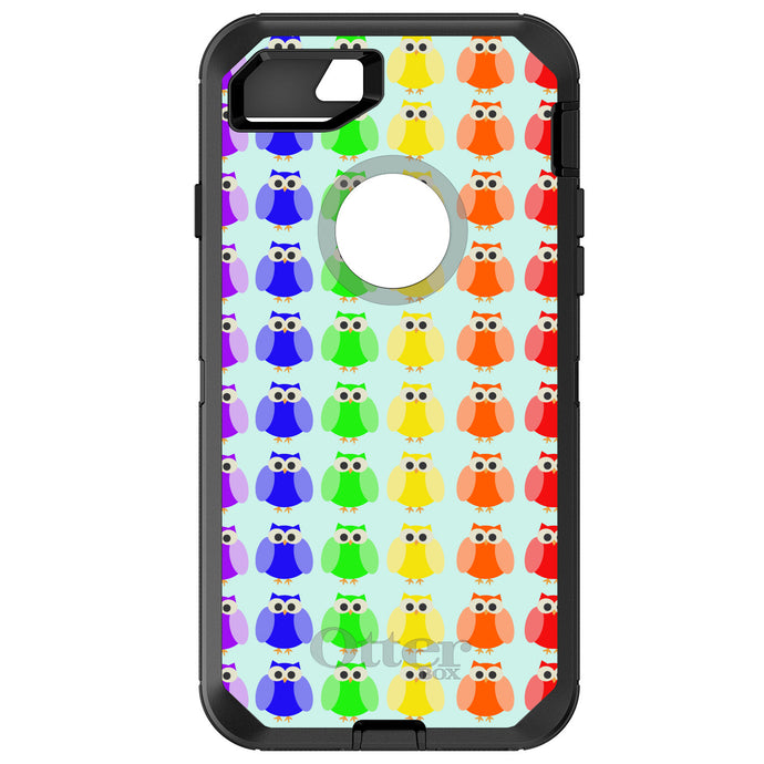 DistinctInk™ OtterBox Defender Series Case for Apple iPhone / Samsung Galaxy / Google Pixel - Rainbow Owls Cartoon