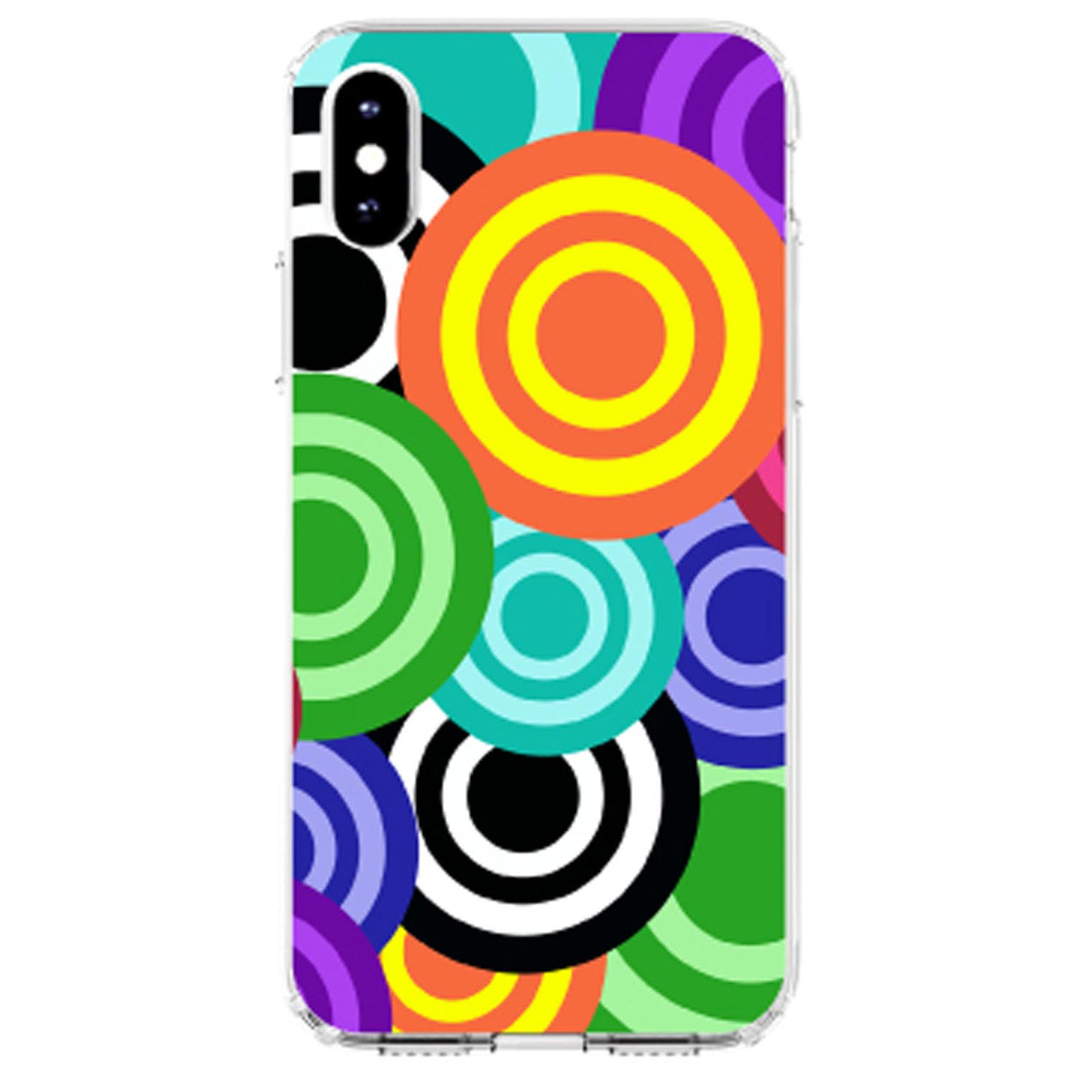 Multi Color Swirls Clear Shockproof iPhone Case, view 2