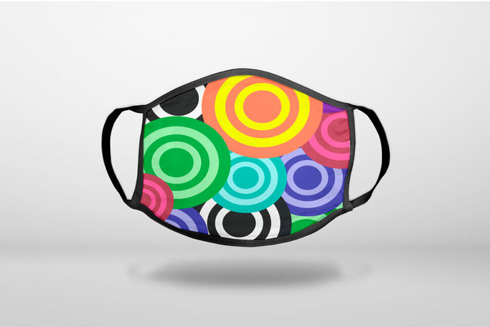 Multi Color Swirls - 3-Ply Reusable Soft Face Mask Covering, Unisex, Cotton Inner Layer