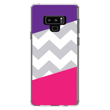 DistinctInk® Clear Shockproof Hybrid Case for Apple iPhone / Samsung Galaxy / Google Pixel - Purple Pink Block Grey Chevron