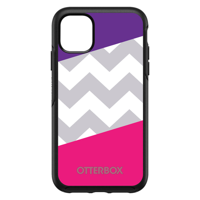 DistinctInk™ OtterBox Symmetry Series Case for Apple iPhone / Samsung Galaxy / Google Pixel - Purple Pink Block Grey Chevron