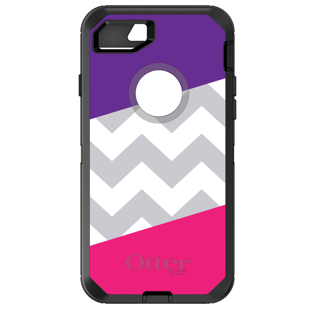 Purple Pink Block Grey Chevron OtterBox Defender Case for iPhone & Galaxy