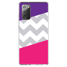DistinctInk® Clear Shockproof Hybrid Case for Apple iPhone / Samsung Galaxy / Google Pixel - Purple Pink Block Grey Chevron