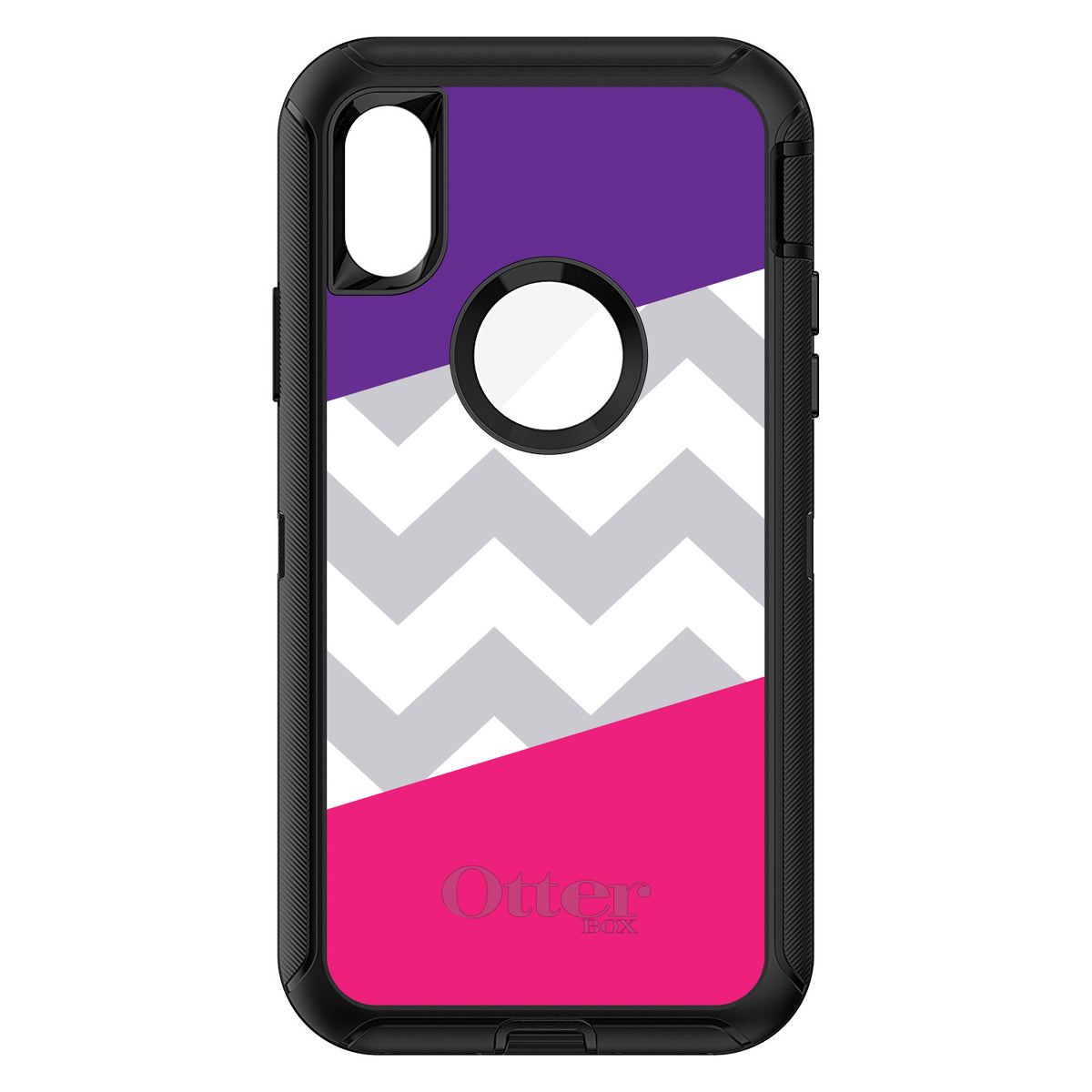 Purple Pink Block Grey Chevron OtterBox Defender Case for iPhone & Galaxy, view 3