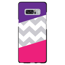 DistinctInk® Hard Plastic Snap-On Case for Apple iPhone or Samsung Galaxy - Purple Pink Block Grey Chevron
