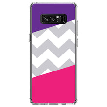 DistinctInk® Clear Shockproof Hybrid Case for Apple iPhone / Samsung Galaxy / Google Pixel - Purple Pink Block Grey Chevron