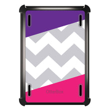 DistinctInk™ OtterBox Defender Series Case for Apple iPad / iPad Pro / iPad Air / iPad Mini - Purple Pink Block Grey Chevron