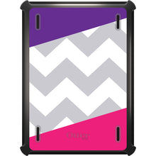 DistinctInk™ OtterBox Defender Series Case for Apple iPad / iPad Pro / iPad Air / iPad Mini - Purple Pink Block Grey Chevron