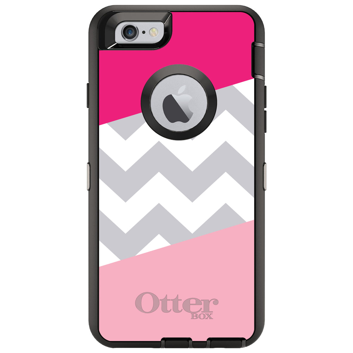 Hot Pink Block Grey Chevron OtterBox Defender Case for iPhone & Galaxy, view 4