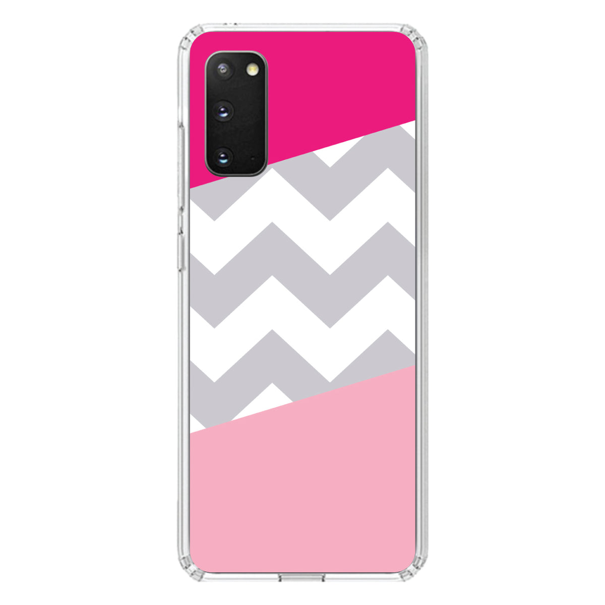 Hot Pink Block Grey Chevron Clear Shockproof iPhone Case, view 15