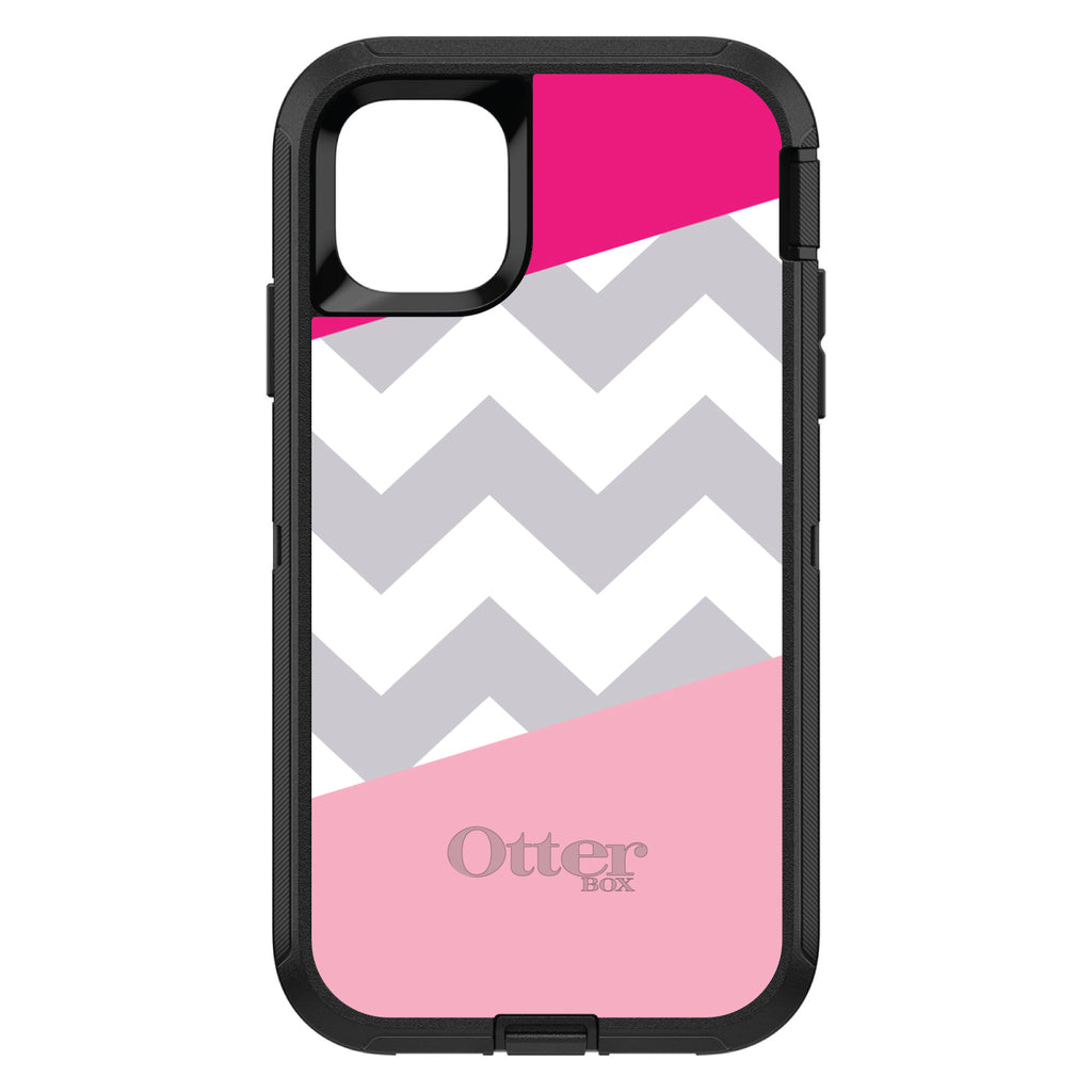 Hot Pink Block Grey Chevron OtterBox Defender Case for iPhone & Galaxy, view 2