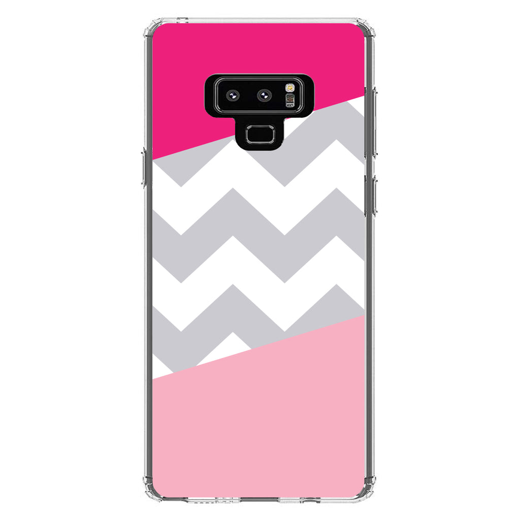 Hot Pink Block Grey Chevron Clear Shockproof iPhone Case, view 11