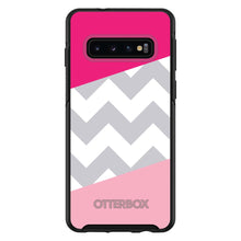 DistinctInk™ OtterBox Symmetry Series Case for Apple iPhone / Samsung Galaxy / Google Pixel - Hot Pink Block Grey Chevron