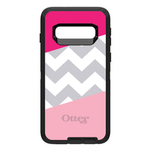 DistinctInk™ OtterBox Defender Series Case for Apple iPhone / Samsung Galaxy / Google Pixel - Hot Pink Block Grey Chevron