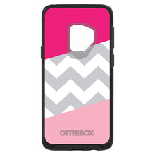 DistinctInk™ OtterBox Symmetry Series Case for Apple iPhone / Samsung Galaxy / Google Pixel - Hot Pink Block Grey Chevron