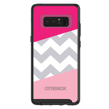 DistinctInk™ OtterBox Symmetry Series Case for Apple iPhone / Samsung Galaxy / Google Pixel - Hot Pink Block Grey Chevron