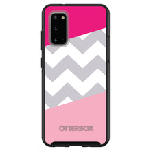 DistinctInk™ OtterBox Symmetry Series Case for Apple iPhone / Samsung Galaxy / Google Pixel - Hot Pink Block Grey Chevron