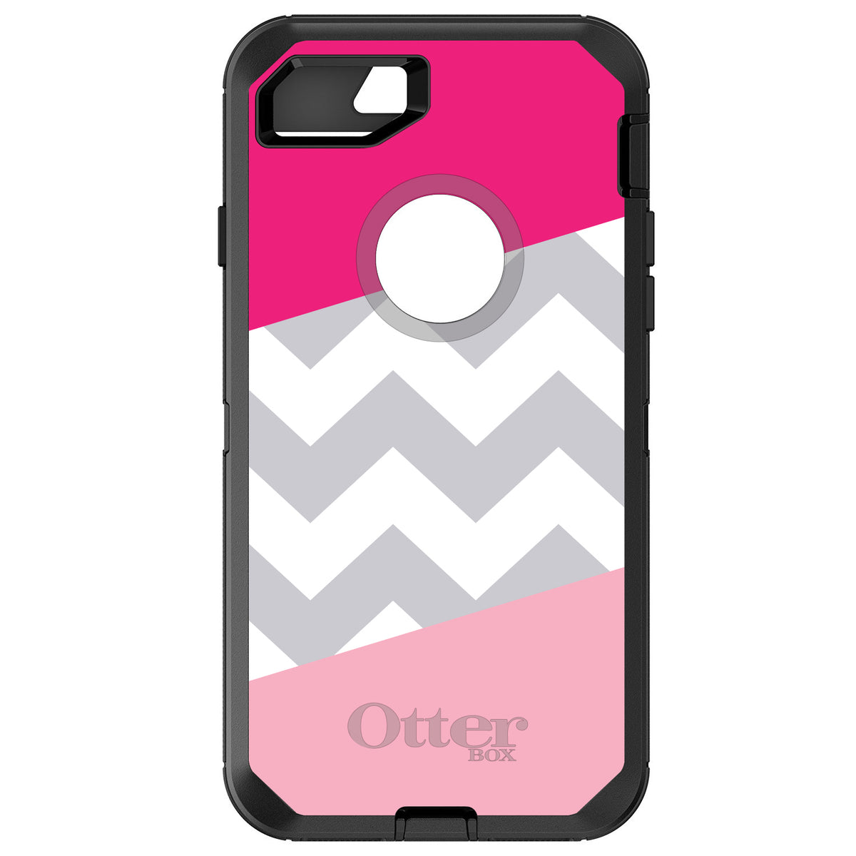 Hot Pink Block Grey Chevron OtterBox Defender Case for iPhone & Galaxy