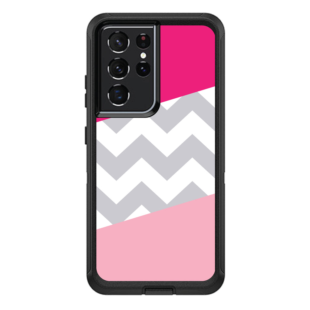 Hot Pink Block Grey Chevron OtterBox Defender Case for iPhone & Galaxy, view 7