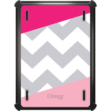 DistinctInk™ OtterBox Defender Series Case for Apple iPad / iPad Pro / iPad Air / iPad Mini - Hot Pink Block Grey Chevron