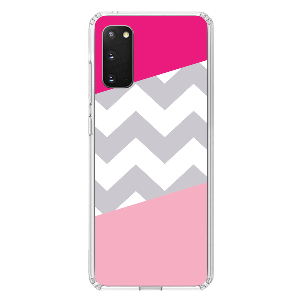 Hot Pink Block Grey Chevron Clear Shockproof iPhone Case, view 14