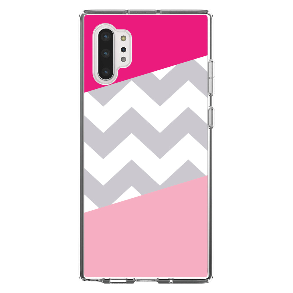 Hot Pink Block Grey Chevron Clear Shockproof iPhone Case, view 10