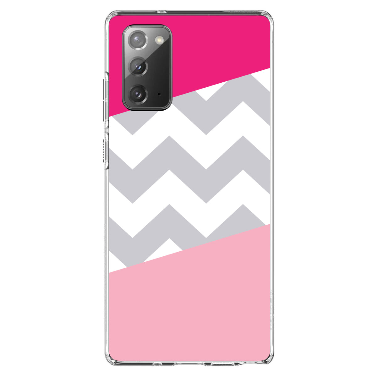 Hot Pink Block Grey Chevron Clear Shockproof iPhone Case, view 7