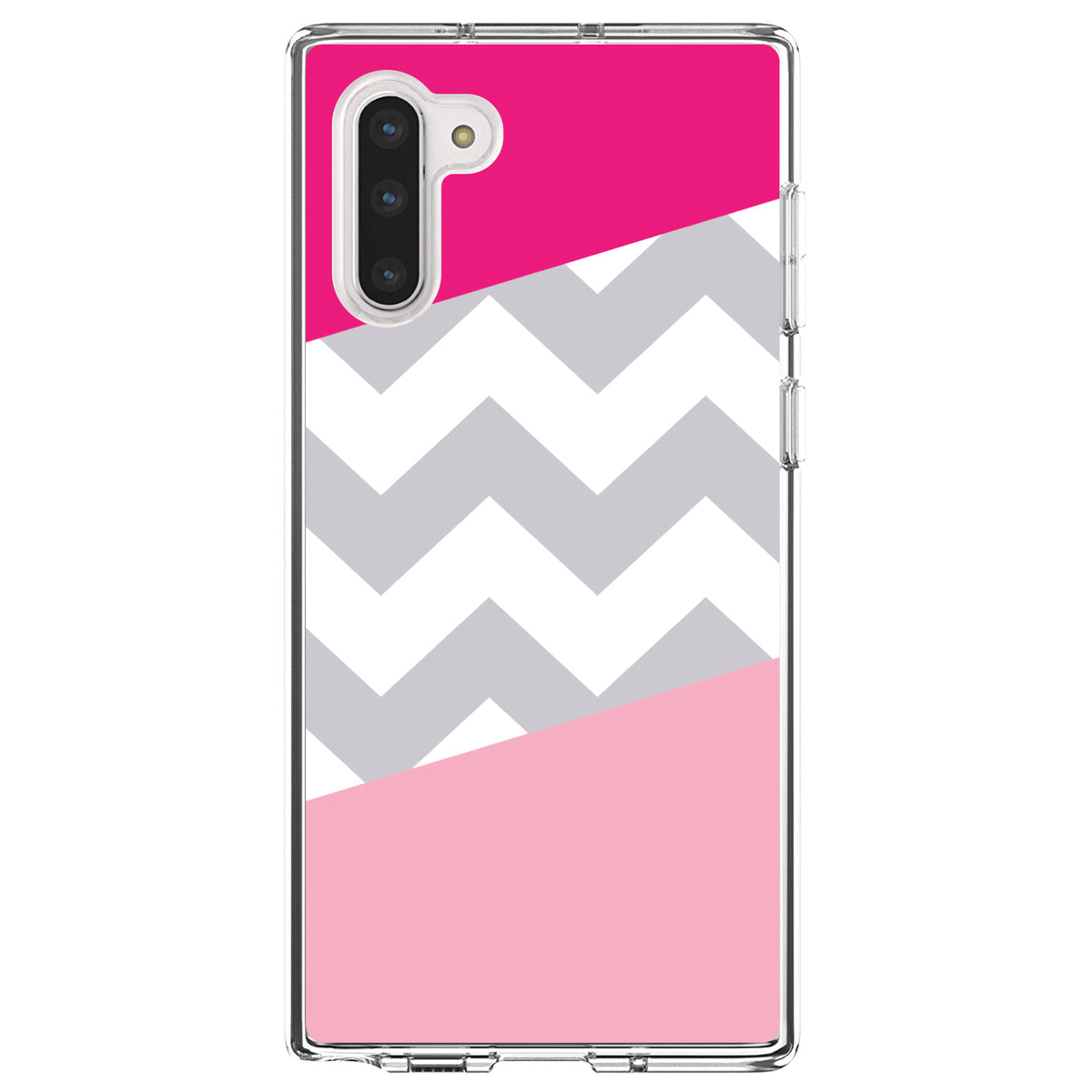 Hot Pink Block Grey Chevron Clear Shockproof iPhone Case, view 9