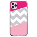Hot Pink Block Grey Chevron Clear Shockproof iPhone Case