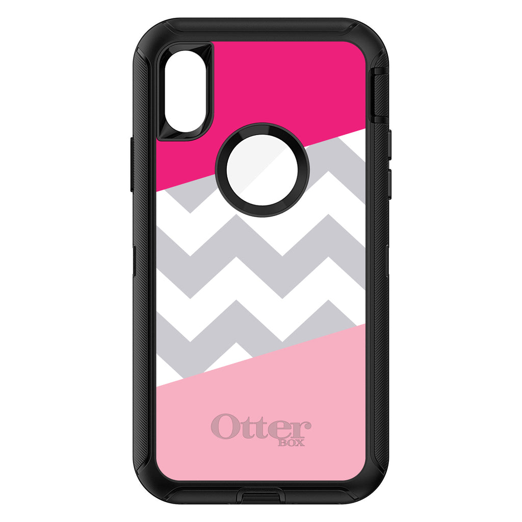 Hot Pink Block Grey Chevron OtterBox Defender Case for iPhone & Galaxy, view 3